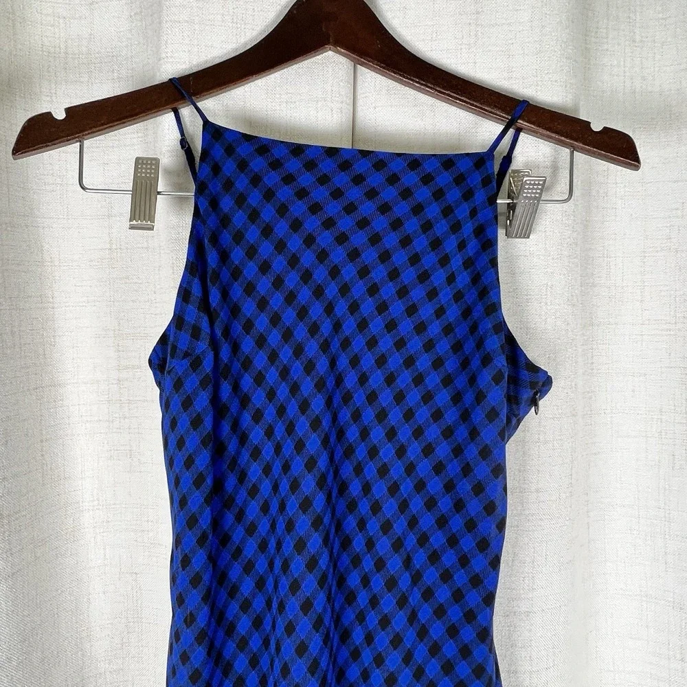 NEW! Polo Ralph‎ Lauren Girls 16 Royal Blue Black Gingham Chiffon Dress $75